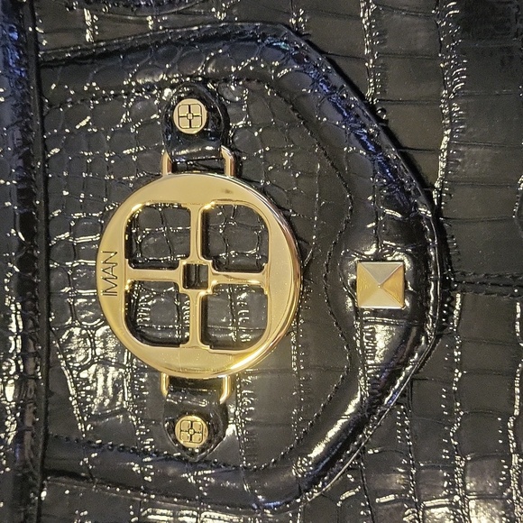 IMAN Black Purse Gold Accents - Picture 3 of 4